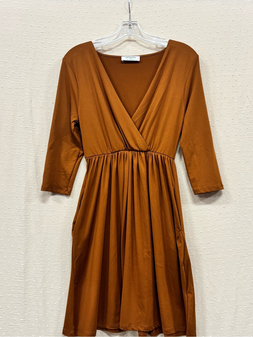 NaNa Copper Wrap V-Neck Midi Dress 🍁🍂